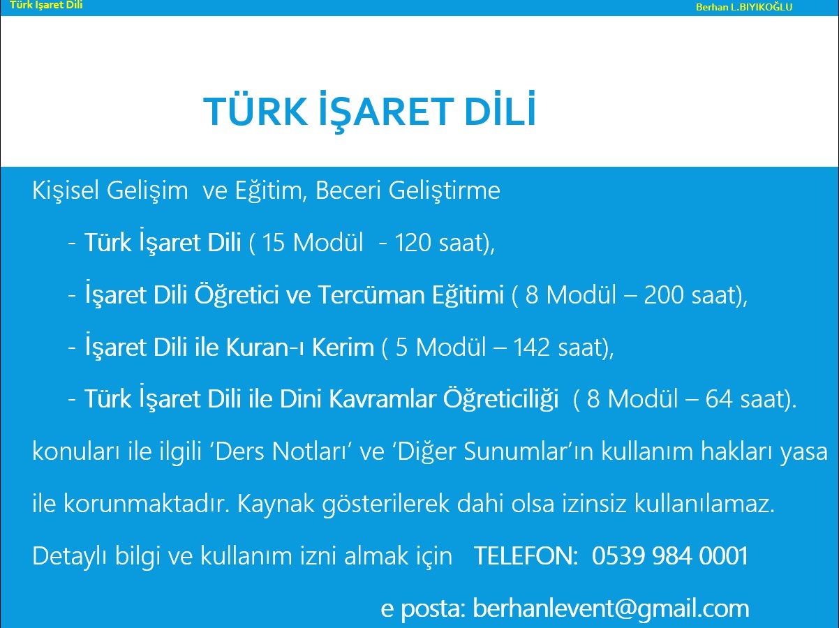 Türk İşaret Dili Ders Notları